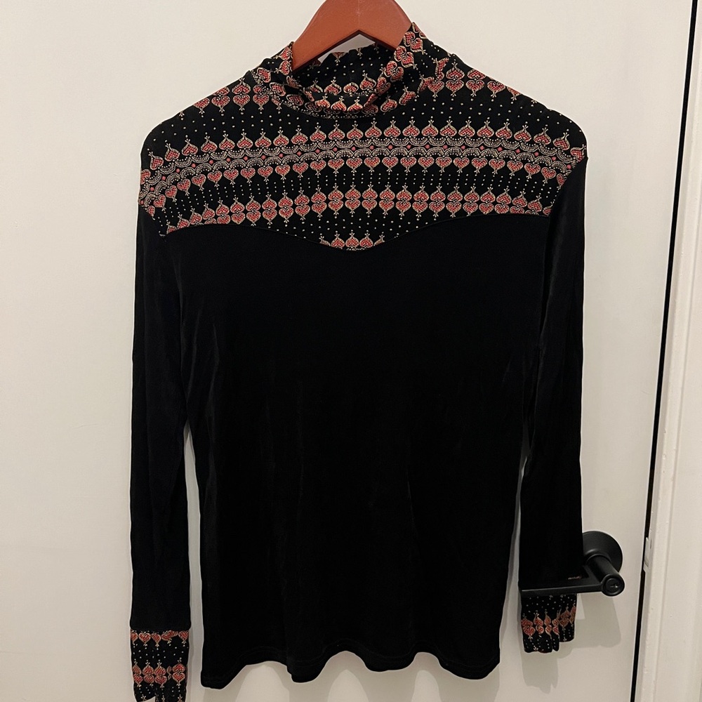 Vintage embellished black turtleneck